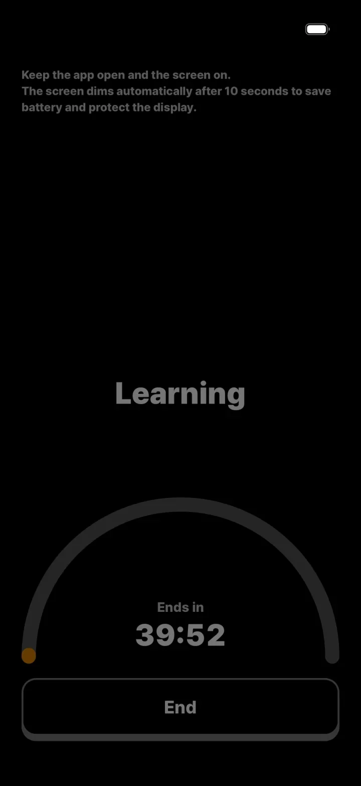 Learning screen: time remaining gauge