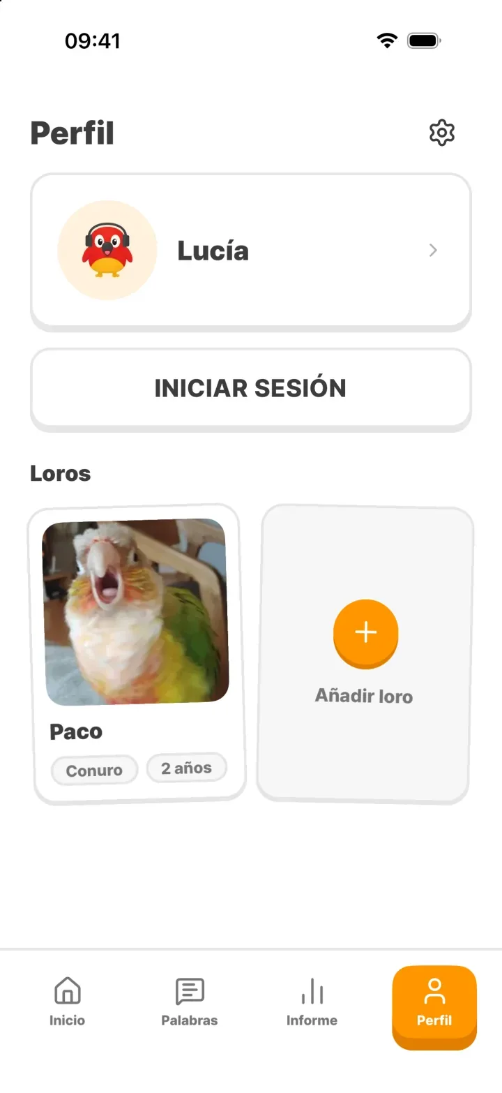 Pantalla de perfil: el loro Paco